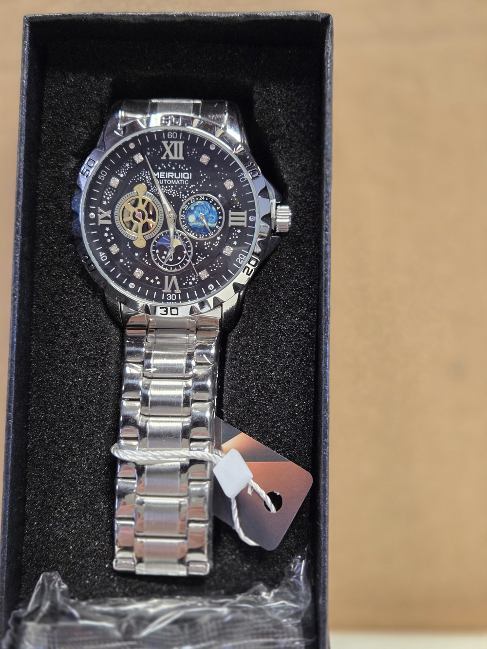 Fully Automatic Stainless Steel Fashion Silver Men's Watch